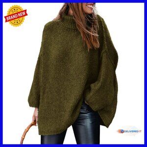 Chunky Knit Turtleneck Sweater Women's Oversized Pullover Winter Fashion